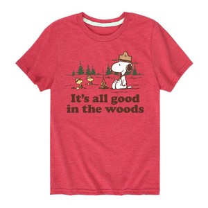 Boys' - Peanuts - All Good In The Woods Short Sleeve Graphic T-Shirt - 1 of 4