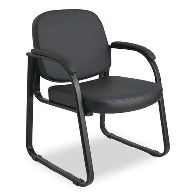 Alera Alera Genaro Series Faux Leather Half-Back Sled Base Guest Chair, 25" x 24.80" x 33.66", Black Seat, Black Back, Black Base