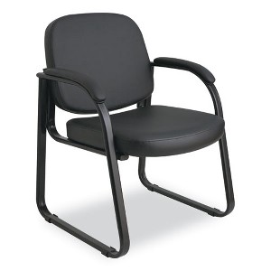 Alera Alera Genaro Series Faux Leather Half-Back Sled Base Guest Chair, 25" x 24.80" x 33.66", Black Seat, Black Back, Black Base - 1 of 4