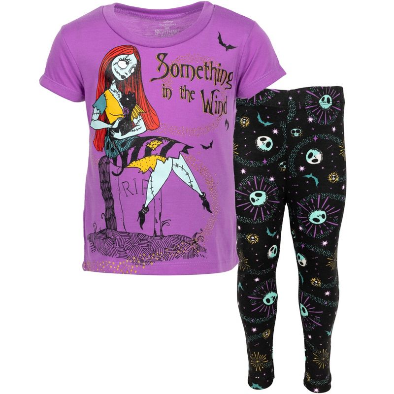 Disney Nightmare Before Christmas Sally Jack Skellington Girls T-Shirt and Leggings Outfit Set Toddler to Little Kid, 1 of 8