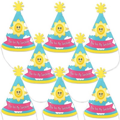 Big Dot of Happiness You Are My Sunshine - Mini Cone Baby Shower or Birthday Party Hats - Small Little Party Hats - Set of 8