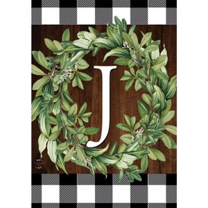 Wreath Monogram J Everyday Garden Flag 18" x 12.5" Briarwood Lane - 1 of 4