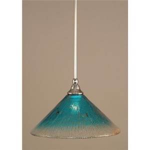 Toltec Lighting Any 1 - Light Pendant in  Chrome with 12" Teal Crystal Shade - 1 of 1
