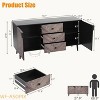 55" Grey Wood/Walnut Grain Wood Buffet Cabinet with Doors & Drawers - Storage Sideboard for Dining Room or Entryway - 2 of 4