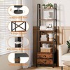 5 - Tier Ladder Shelf with 2 Drawers Narrow Bookshelf Storage Shelves Industrial Bookcase Freestanding Rack Units Bedroom - 4 of 4