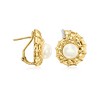 Ross-Simons 8-8.5mm Cultured Pearl Seashell Earrings With White Topaz in 18kt Gold Over Sterling - 3 of 4