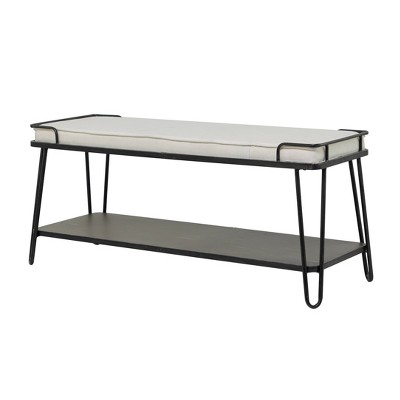 Modern Leather Woven Bench Black - Olivia & May : Target