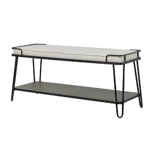 Industrial Upholstered Metal Bench Black - Olivia & May: Cotton Entryway, No Storage, Indoor Use - 1 of 4