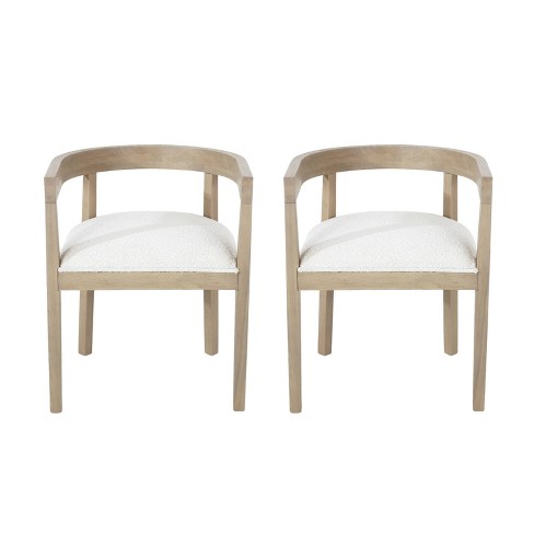 Christopher Knight Home Set of 2 Ladieu Fabric and Wood Tub Dining Chairs Light Ash/Almond - image 1 of 4