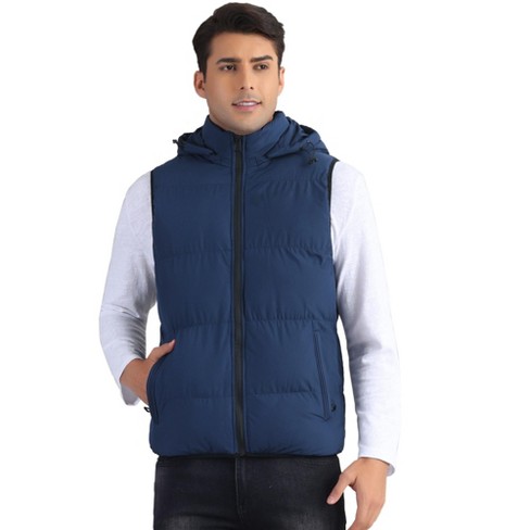 Lars Amadeus Men s Warm Sleeveless Puffer Detachable Hooded Winter Padded Vest Target