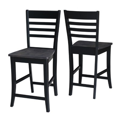 Cosmo Traditional 24" Ladder Back Counter Stool in Coal Black