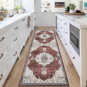 Acekool 2x6 Washable Runner Rug - Non-Slip Entryway Carpet, Low-Pile Grey Indoor Mat for Hallway, Kitchen, Laundry Room - 1 of 3