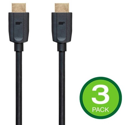 Monoprice Ultra 8K High Speed HDMI Cable - 6 Feet - Black (3 Pack) 48Gbps, 8K@60Hz, Dynamic HDR, eARC, UHDTV, AMD FreeSync - DynamicView