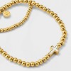 Tiny Tags 14K Gold Ion Plated with Mother of Pearl Inlay Cross Beaded Stretch Bracelet Set - Gold - 4 of 4