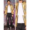 Lars Amadeus Men's Zip Up Long Sleeves Shiny Holographic Bomber Jacket - image 4 of 4