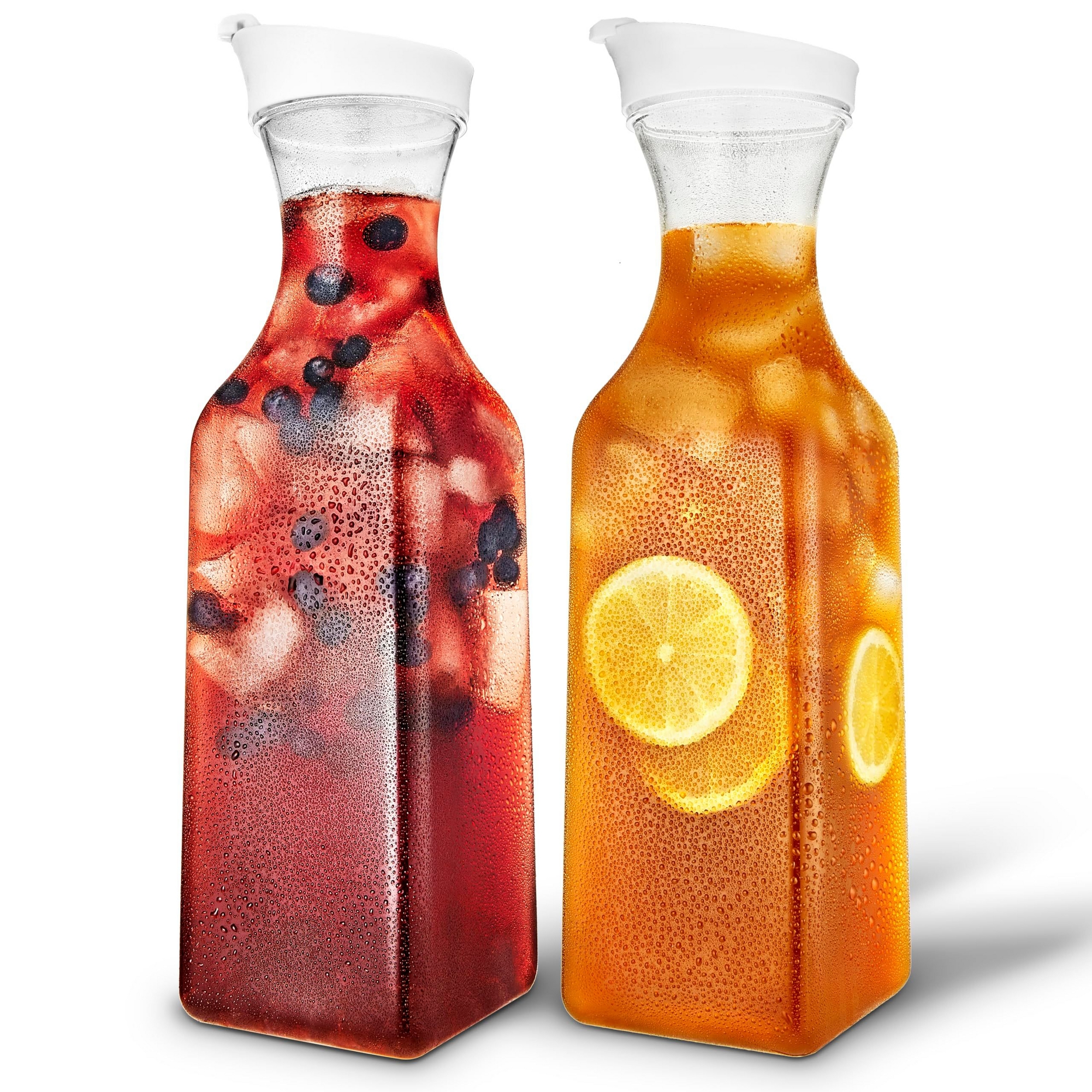 Stock Your Home 50-oz Square Plastic Juice Pitcher with Lids (Set of 2)
