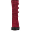 BLISSFUL STEP Women's Round Toe Buckle Chunky Heel Knee High Platform Boots - 3 of 4