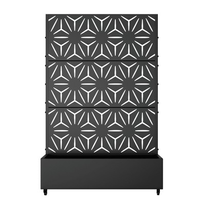Lirago 6 ft. H x 4 ft. W Metal Planter Box privacy screen Garden Bed with Trellis and Wheels - Black
