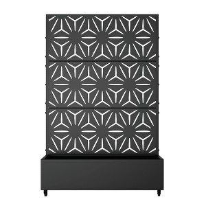 Lirago 6 ft. H x 4 ft. W Metal Planter Box privacy screen Garden Bed with Trellis and Wheels - Black - 1 of 4