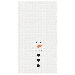C&F Home Snowman Face Waffle Weave Cotton Kitchen Towel - 1 of 4