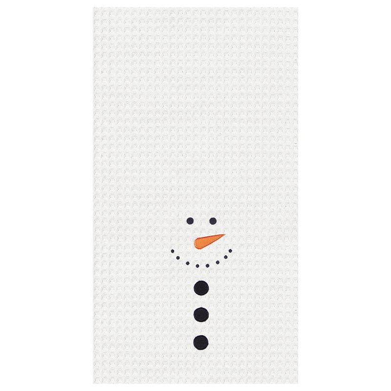 C&F Home Snowman Face Waffle Weave Cotton Kitchen Towel, 1 of 6