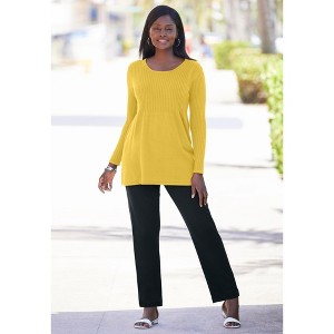 Jessica London Ribbed Baby Doll Tunic Sweater - 1 of 4