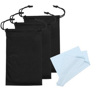 Unique Bargains Microfiber Protective Storage Pouch Draw String Ski Goggle Bags 3 Pcs with Cleaning Cloths - 1 of 4