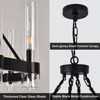 PAKOKULA 12-Light Black Candle Style Wagon Wheel Chandelier with Clear Glass Shade for Dining Room Kitchen Island - 4 of 4