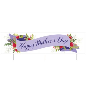 Beistle Plas Jumbo Happy Mother's Day Yard Sign, 11.75" x 3' 11", (1/Pkg) Multicolored - 1 of 4