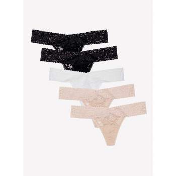 Felina Women's Stretchy Lace Low Rise Thong - Seamless Panties (6-Pack)  (Midnight Berry, S/M)