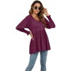 YESFASHION Womens Casual Fall Long Sleeve Tunic Tops V Neck Babydoll Top Blouse T-Shirt - 3 of 4