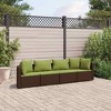 vidaXL Patio Sofa Set with Cushions Lounge Setting Outdoor Furniture Poly Rattan - Brown and Green 4 Piece - 2 of 4