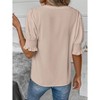 Women Tops Short Sleeve - Summer Casual V Neck Solid Color Flowy Trendy Tunic Blouses Shirt - 2 of 4