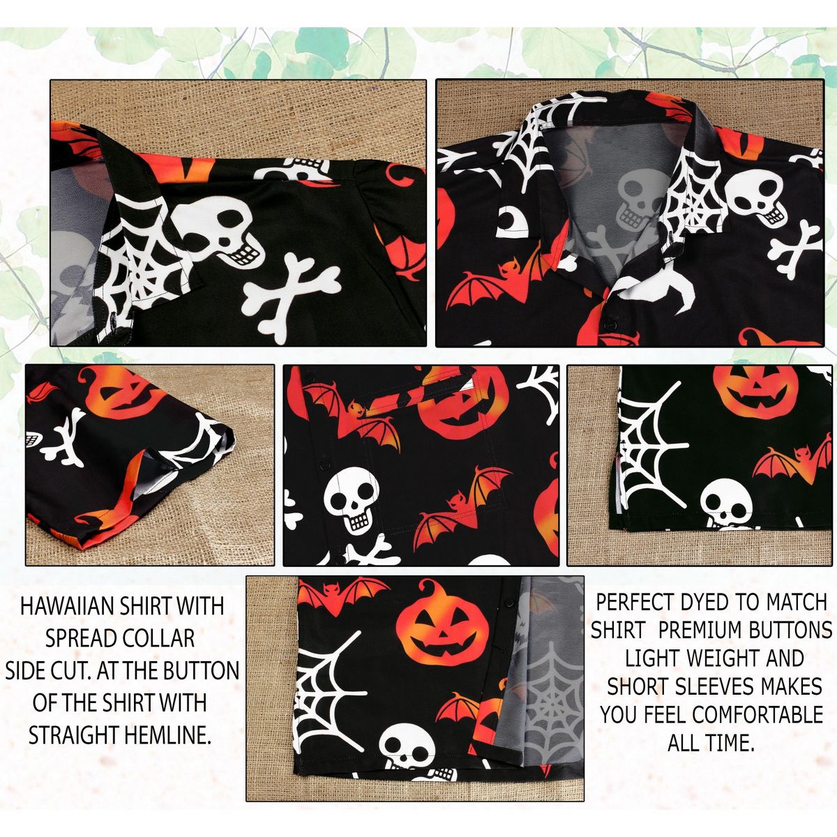 HAPPY BAY Men's Halloween Costumes Hawaiian Short Sleeve Button Down Shirt Mens Shirt Holiday Shirts for Men Funny - thumbnail 3