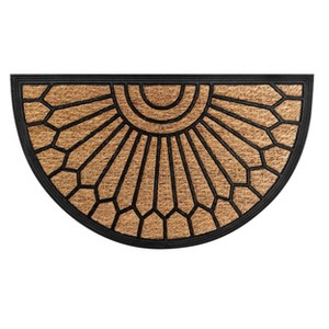 Kate Aurora Manchester Half Circle Welcome Coir Bristled Outdoor All Season Welcome Mat With Rubber Trim - 18"x30" - 1 of 4