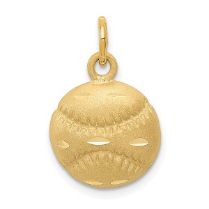 Black Bow Jewelry 14k Yellow Gold Satin and Diamond Cut Baseball Charm, 13mm - 1 of 4