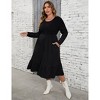 BLUEMING Womens Plus Size Ribbed Knit Sweater Dress Long Sleeve Square Neck Flowy Comfy Casual Dress - 3 of 4