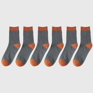 Anna-Kaci 6pk Men's Contrast - Color Ribbed Crew Socks - Non - Binding & Stay - Up - 1 of 4