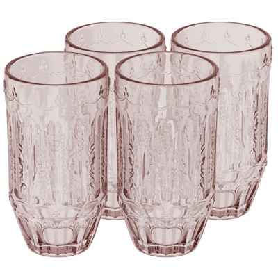 Blue Drinking Glasses Set Of 4 Drink Water Tumblers Wine Cocktail Plastic  13 Oz