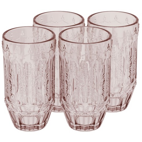 Acrylic Drinking Glasses by Decor Works Dishwasher Safe Tumbler Glassware Set of 6 Drinking Cups - 12 oz