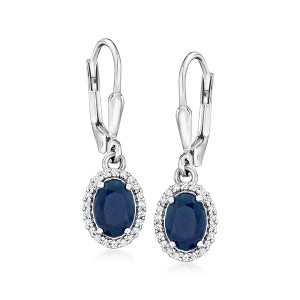 Ross-Simons 1.90 ct. t.w. Sapphire and .20 ct. t.w. White Topaz Drop Earrings in Sterling Silver - 1 of 3