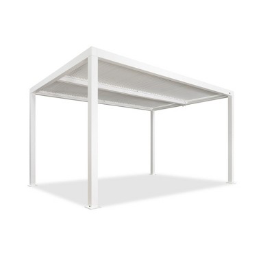 PURPLE LEAF Outdoor Louvered Pergola Aluminum Gazebo Modern White Patio Metal Pergola with Adjustable Rainproof Hardtop for Garden Lawns Yard