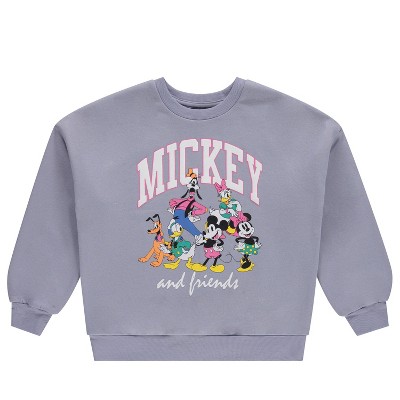 Girls Mickey Mouse Fashion Crewneck Sweatshirt - Collegiate Athletic Crewneck Sweatshirt - Mickey & Minnie Sweatshirt