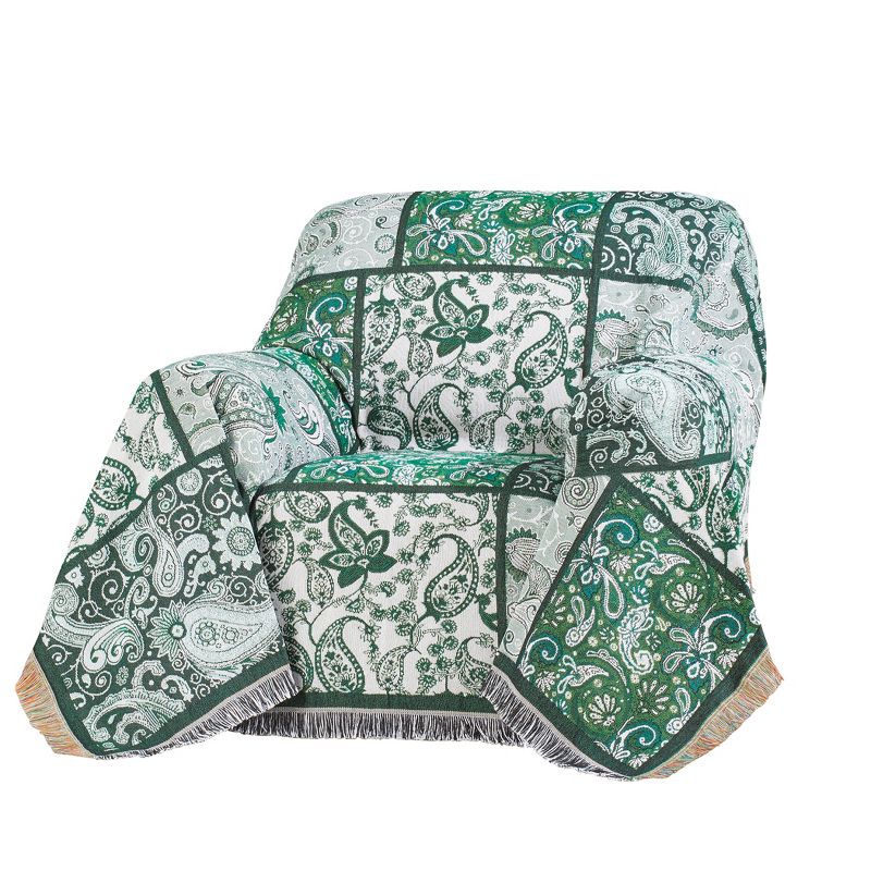 Collections Etc Green and White Paisley Patchwork Furniture Throw, 1 of 3
