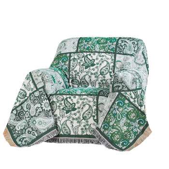 Collections Etc Green and White Paisley Patchwork Furniture Throw
