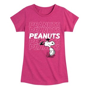 Girls' - Peanuts - Snoopy Repeat Fitted Short Sleeve Graphic T-Shirt - 1 of 4