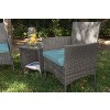 Barton 3PCS Outdoor Patio Set 2 Seating Group with Square Table, Aqua/Brown - 3 of 4