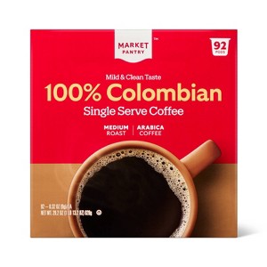 100% Colombian Medium Roast Coffee - Single Serve Pods - 92ct - Market Pantry™ - 1 of 4