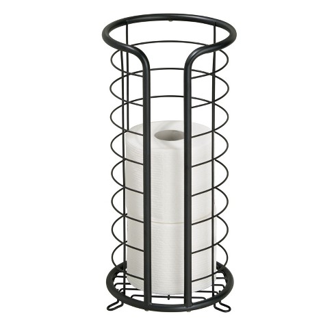 mDesign Metal Toilet Paper 3-Jumbo Roll Storage Reserve Tower Stand - Matte Black