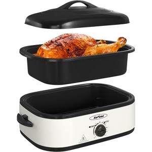 Heynemo 14 Quart Electric Roaster with Self-Basting Lid, Turkey Roaster Oven with Removable Pan and Rack, Stainless Steel - 1 of 4